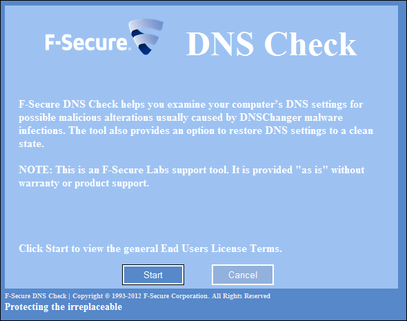 F-Secure DNS Check tool screencap