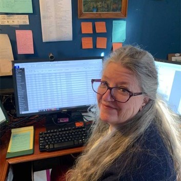 Karen Loferski at her desk